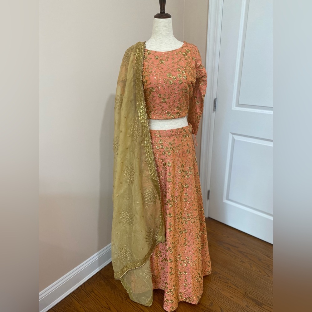 Indian Peach and Gold Lengha set